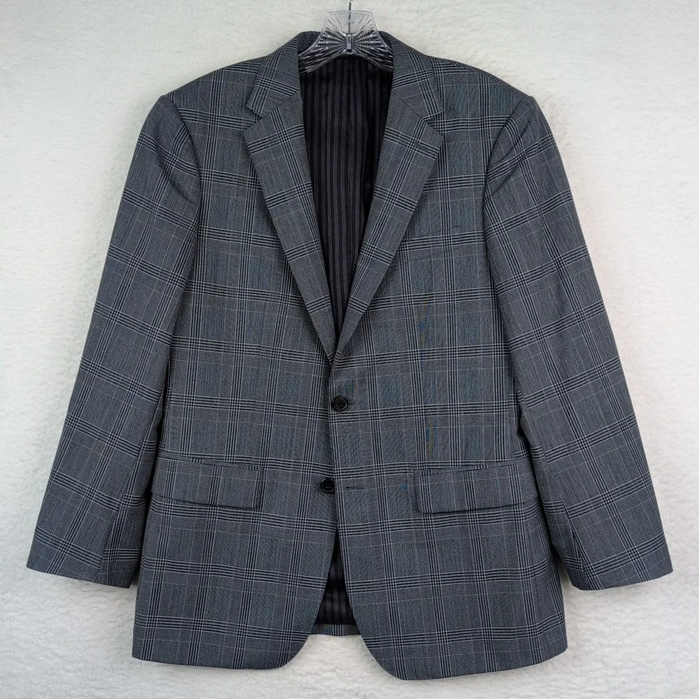 Vitale Barberis Canonico Super 120s Blue Plaid Blazer‎ 38S Banana Republic Slim